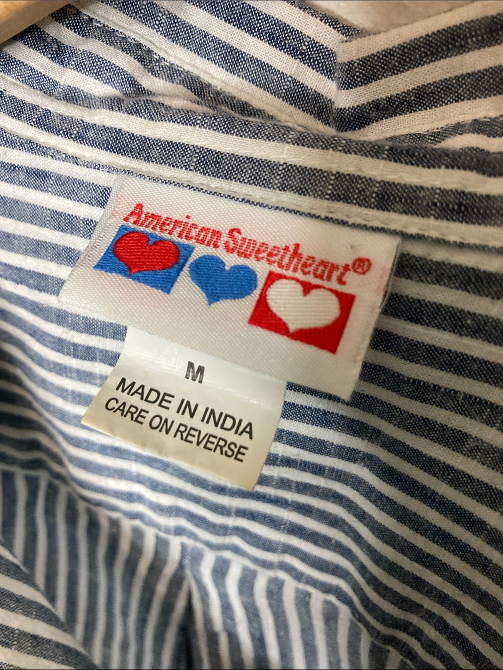 American Sweetheart Blue & White Striped Button-Front Shirt, Women’s Size Medium - Picture 6 of 8